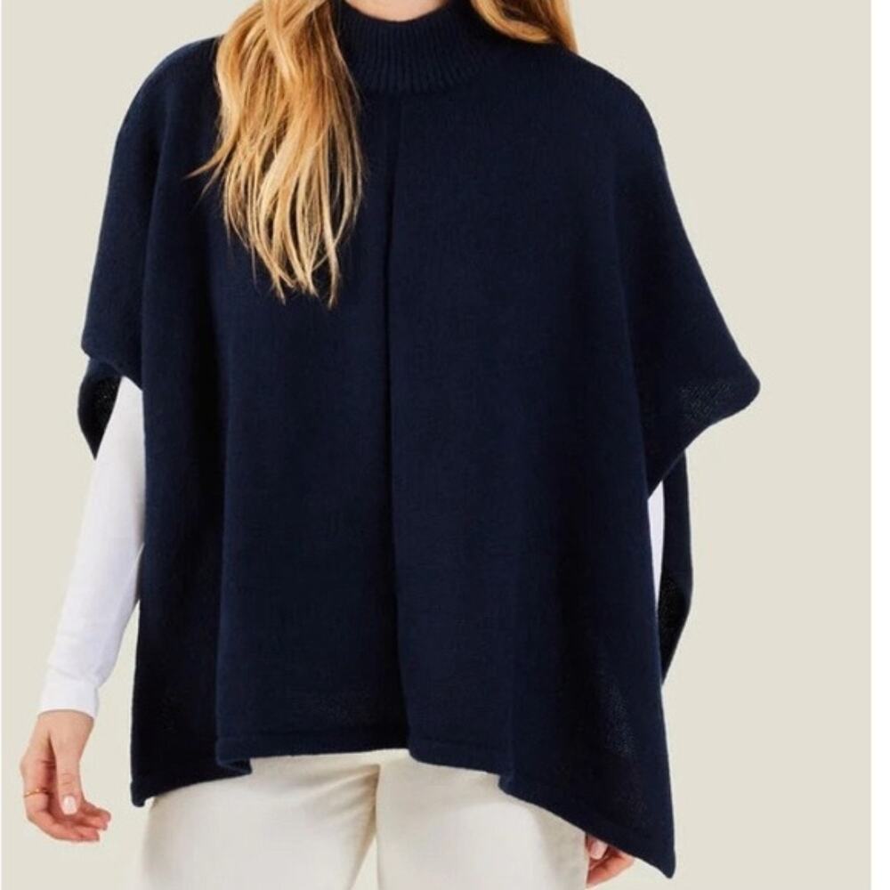 NWT Mersea Cape Poncho Sweater Navy Blue One Size